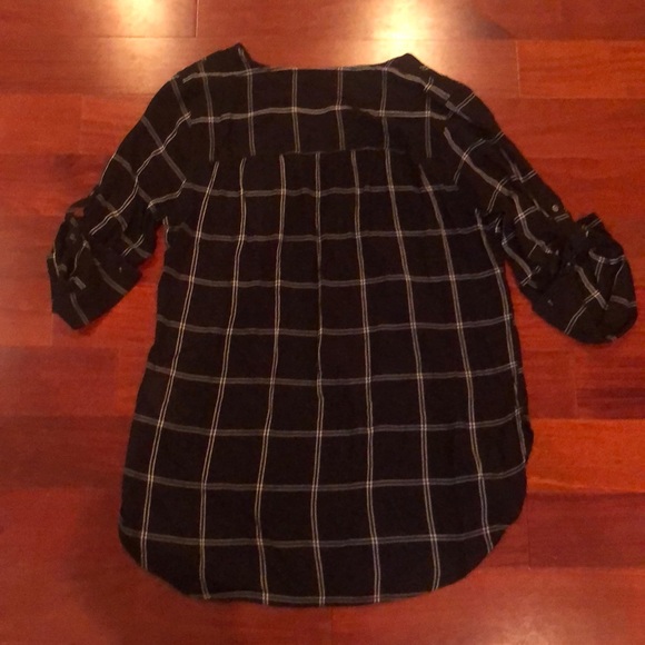 Nine West top partial button down plaid shirt - Picture 5 of 5
